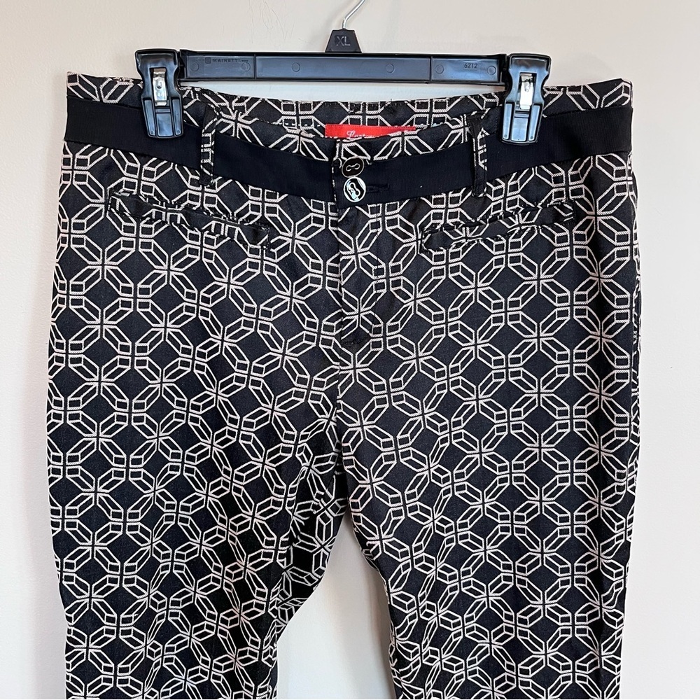 Anthropologie Cartonnier Black Geometric Print Charlie Ankle Trouser Pants 10 - Picture 2 of 7